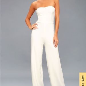 Lulus strapless white jumpsuit size xsmall